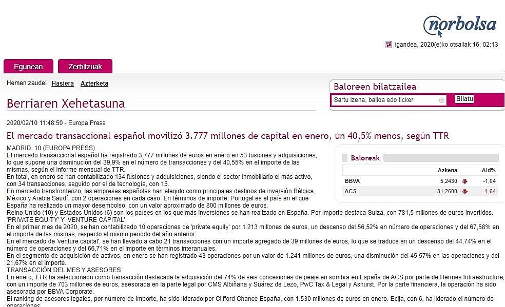 El mercado transaccional espaol moviliz 3.777 millones de capital en enero, un 40,5% menos, segn TTR